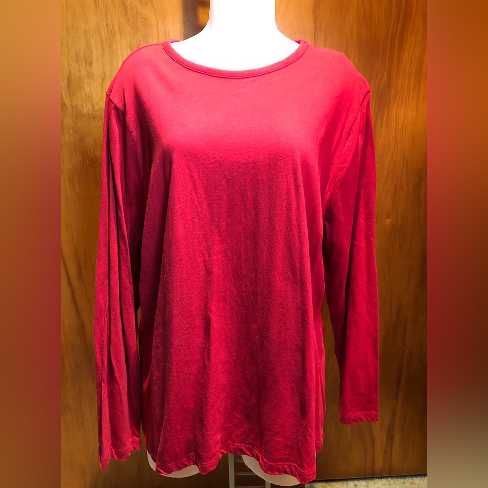 Bobbie Brooks Woman’s Long Sleeve Tee Red 2X PF - Picture 1 of 3